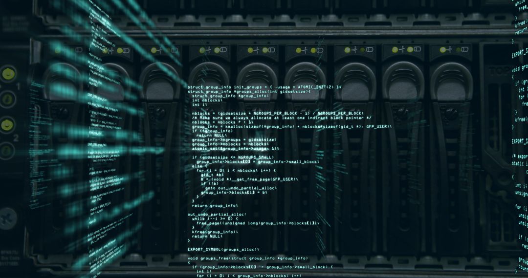 Digital Data Stream Flowing Over Computing Hardware