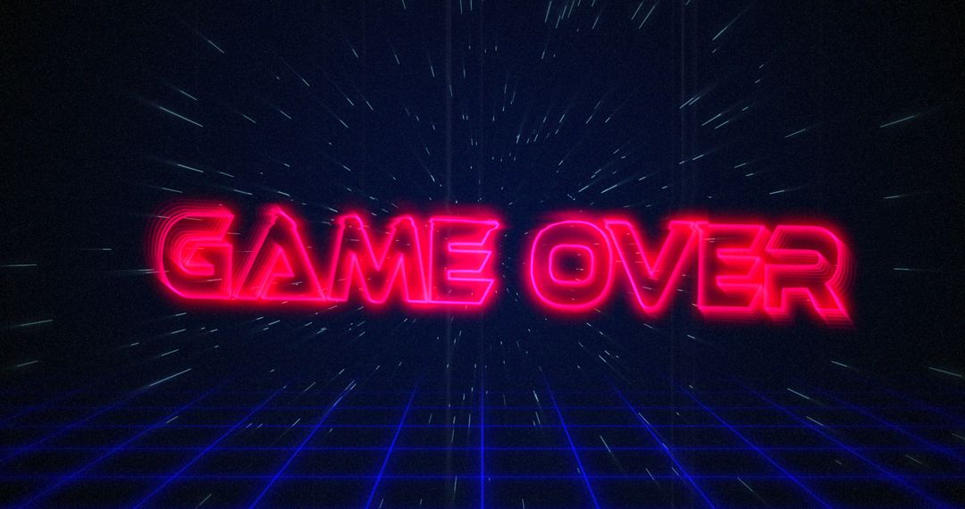 Retro Game Over Screen with Neon Effect