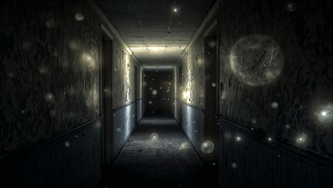 Mysterious Corridor With Floating Dust Particles in Vintage Setting