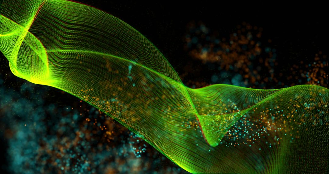 Vibrant Green Wave Flowing in Digital Space