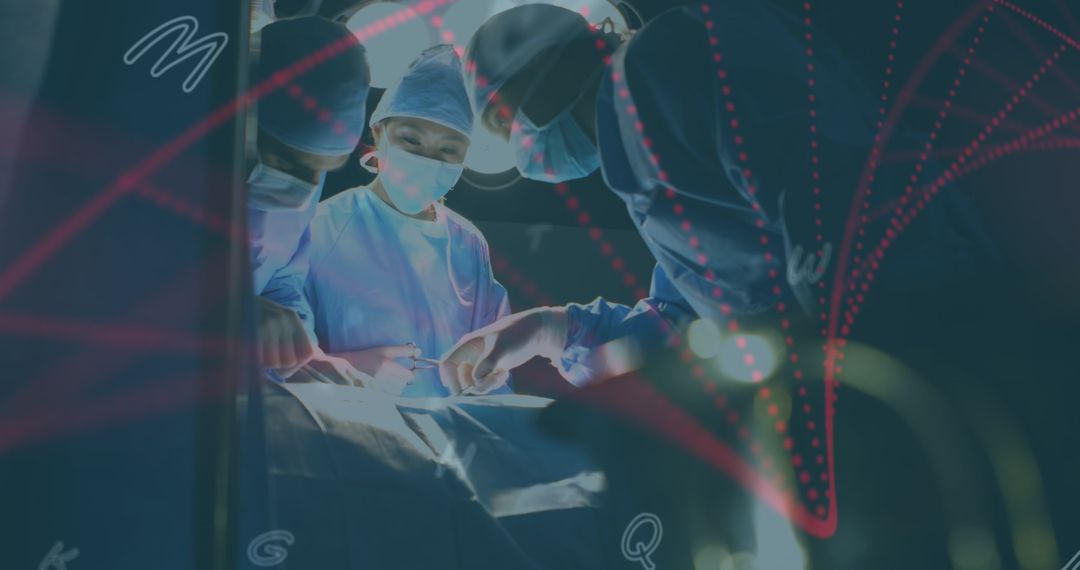 Surgeons Performing Operation with Data Integration Concept