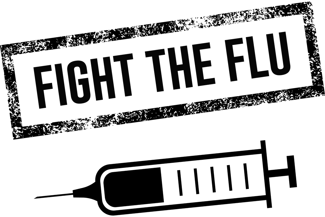 Fight the Flu Text with Syringe on Transparent Background