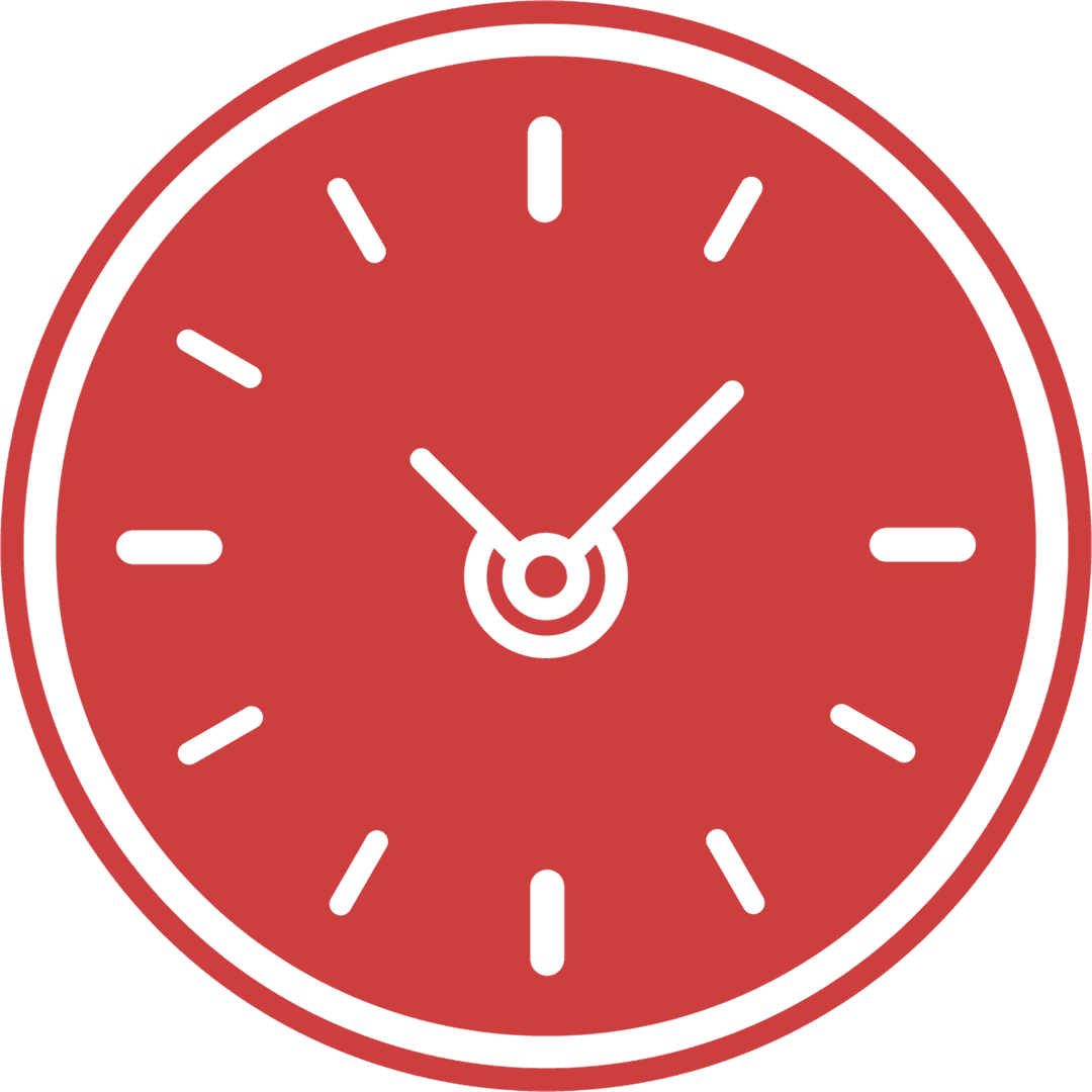 Red Analog Clock Illustration on Transparent Background