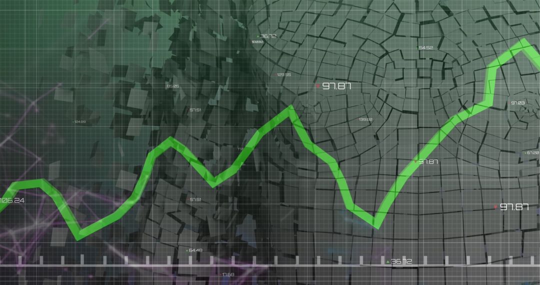 Financial Statistics Superimposed on 3D Model
