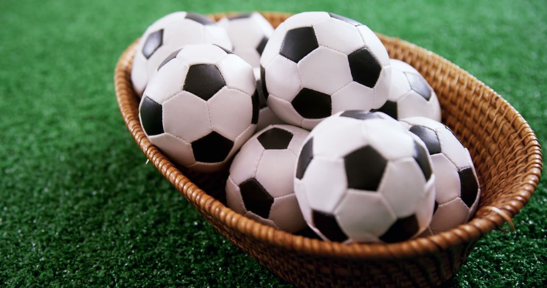 Basket Full of Soccer Balls on Artificial Turf - Free Images, Stock Photos and Pictures on Pikwizard.com