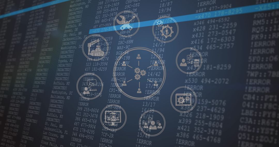Digital Network Connections with Data Processing Icons