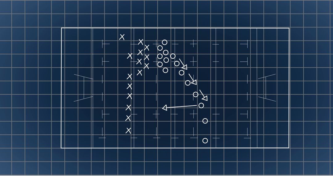 Digital sports strategy blueprint on tactical grid