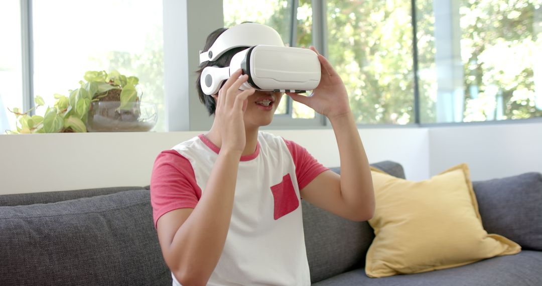 Young College Student Exploring Virtual Reality Experience