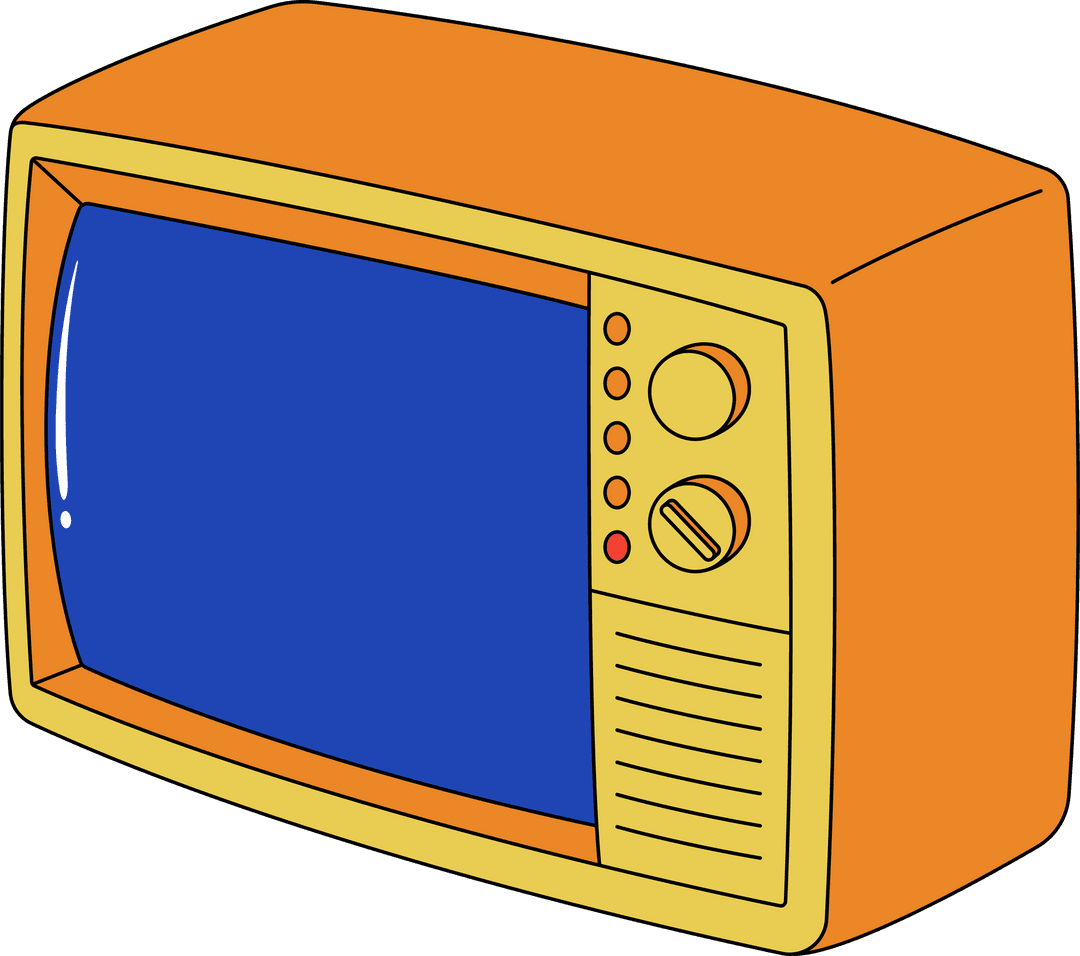 Transparent Retro TV Illustration in Orange with Knobs