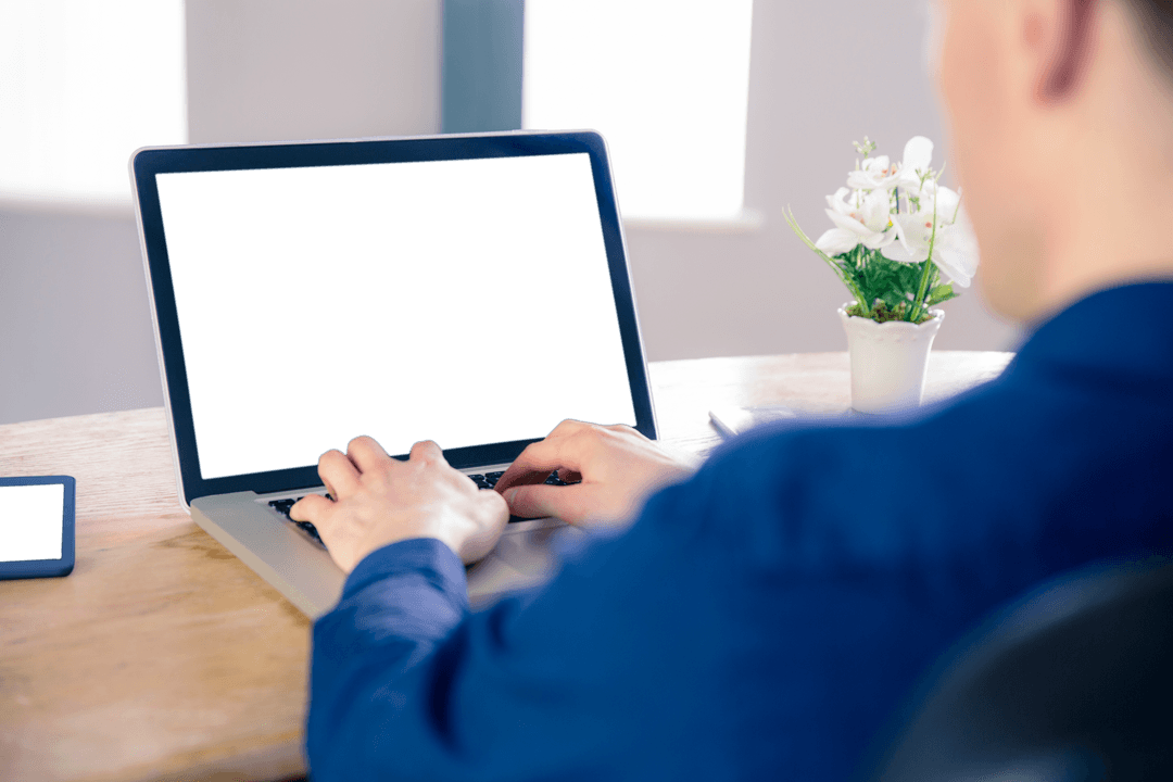 Transparent Screen Businessman Typing in Office