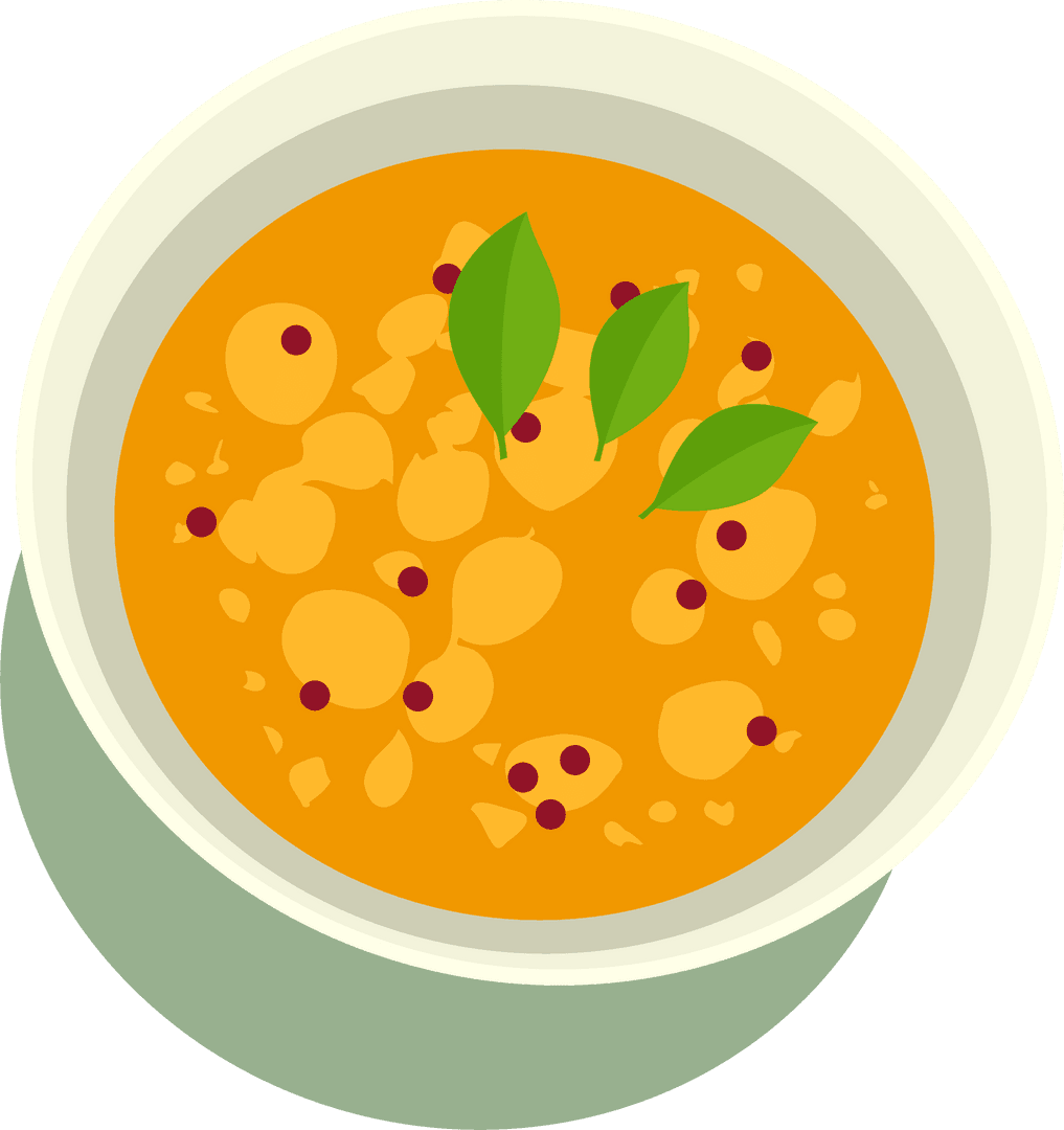 Minimalist Orange Soup Bowl on Transparent Background