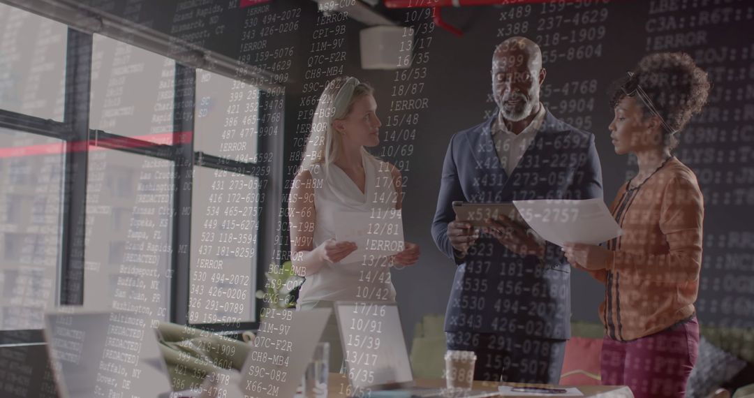 Global Team Analyzing Financial Data in Modern Office