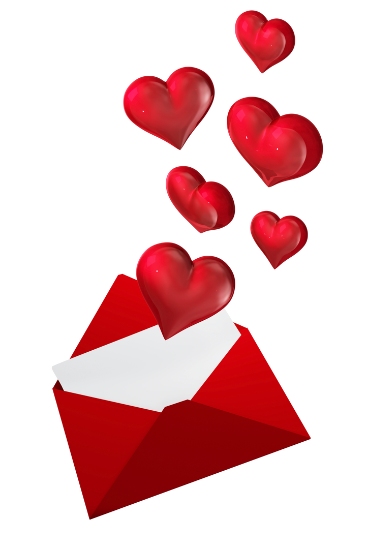 Transparent Hearts Flying from Red Envelope for Valentine's Day Love - Download Free Stock Images Pikwizard.com