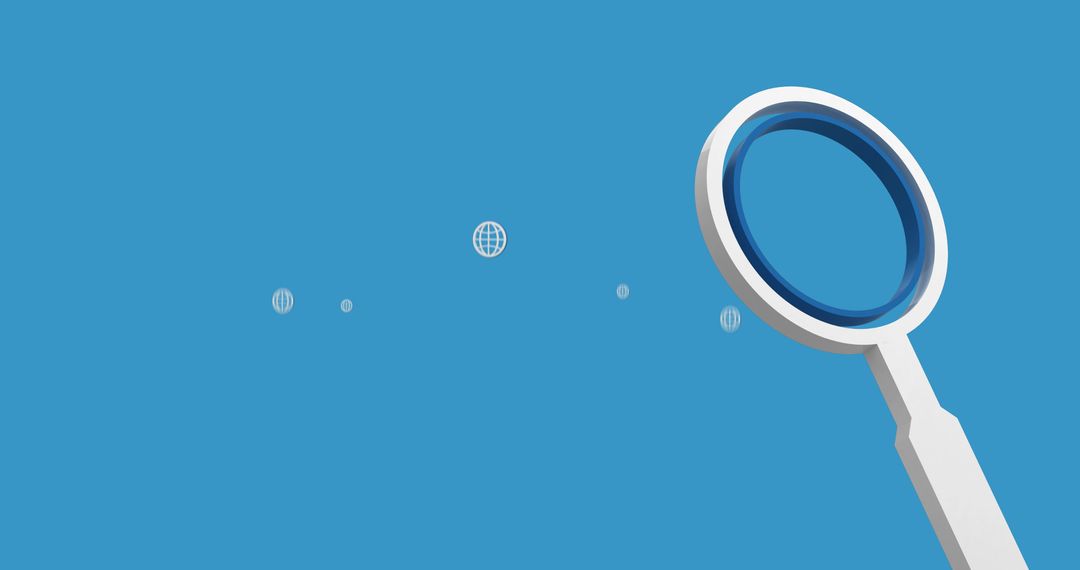 Digital Search Concept with Globe Icons on Blue Background