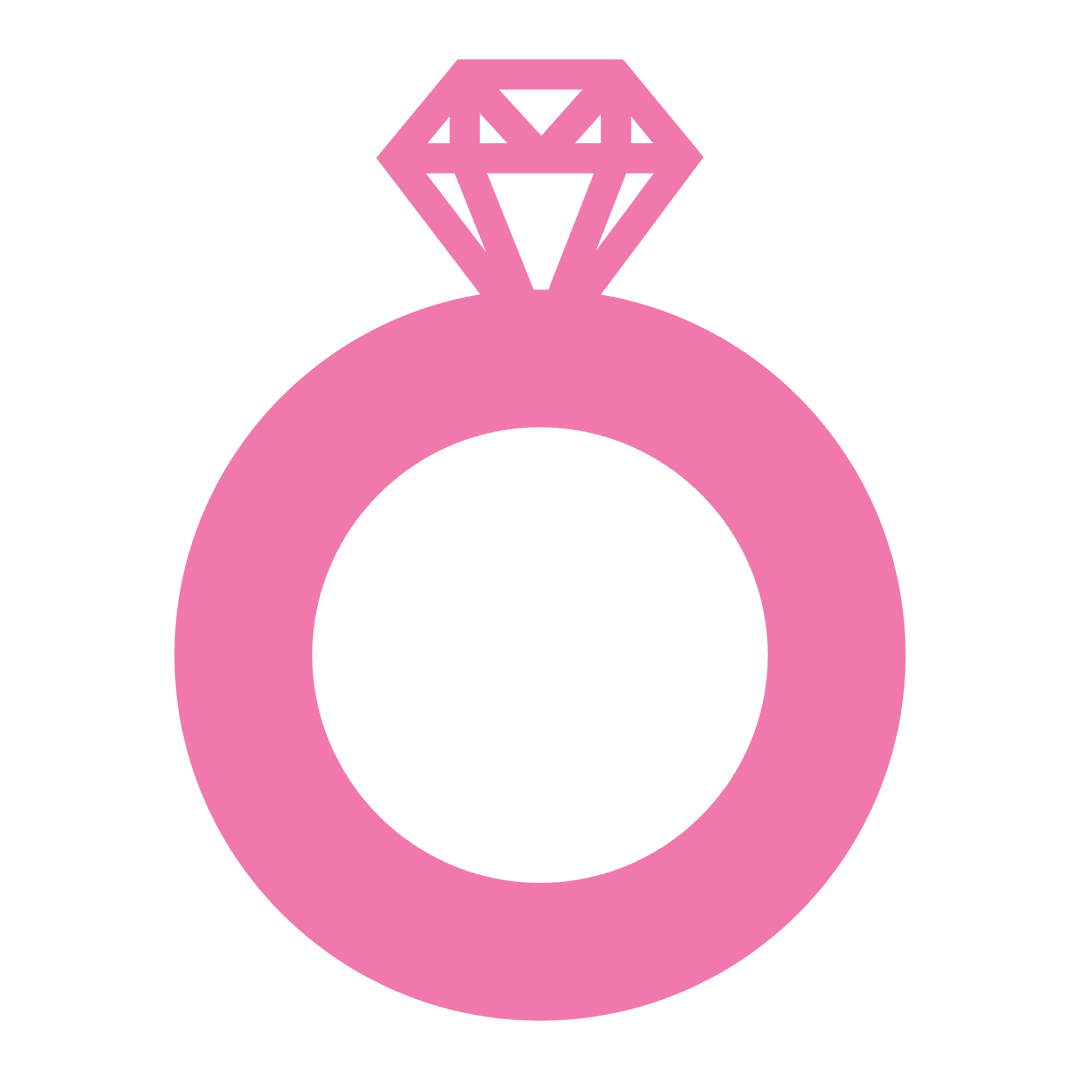 Pink Diamond Ring Icon on Transparent Background Illustration