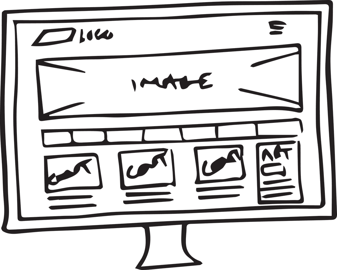 Web Design Sketch on Transparent Background with Digital Illustration Style