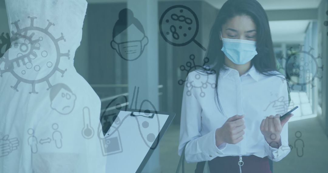 Business Professionals in Office with COVID-19 Safeguards