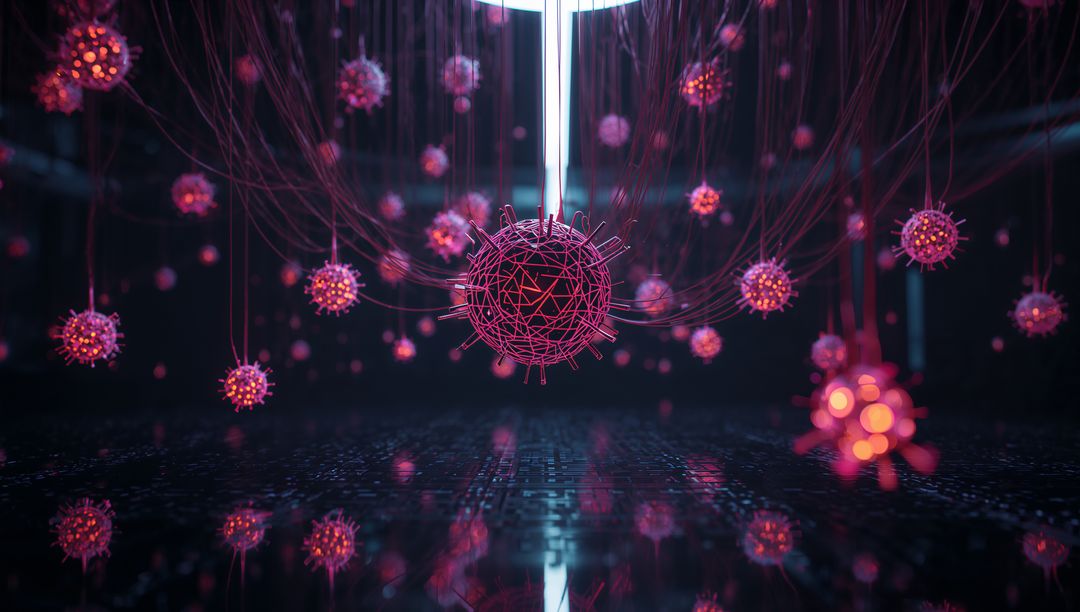 Futuristic Scientific Mesh Sphere in Digital Lab Setting