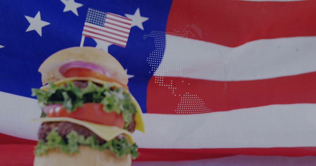 Cheeseburger with American Flag Representation of National Pride