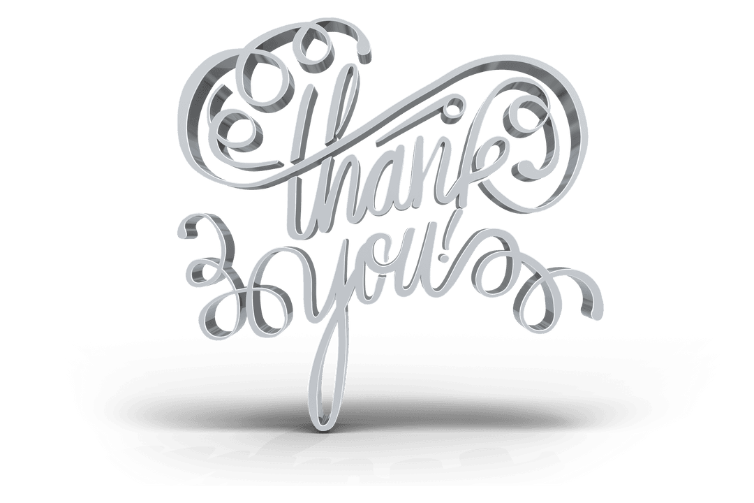 Elegant Thank You Typescript with 3D Transparent Design