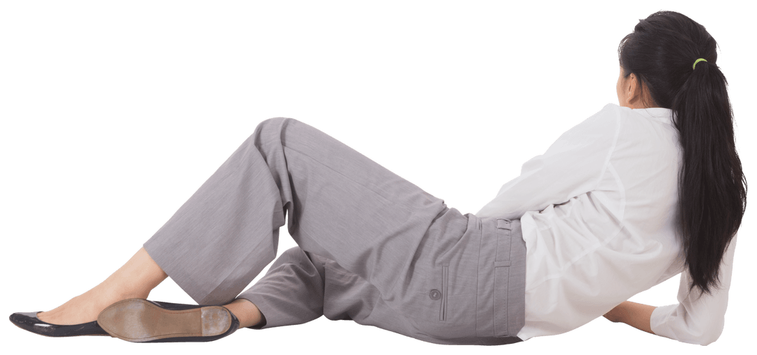Relaxed Businesswoman Lying Down Transparent Background