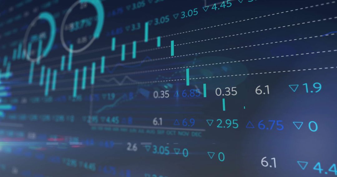 Abstract Financial Trading Data Visualization with Graphs and Charts