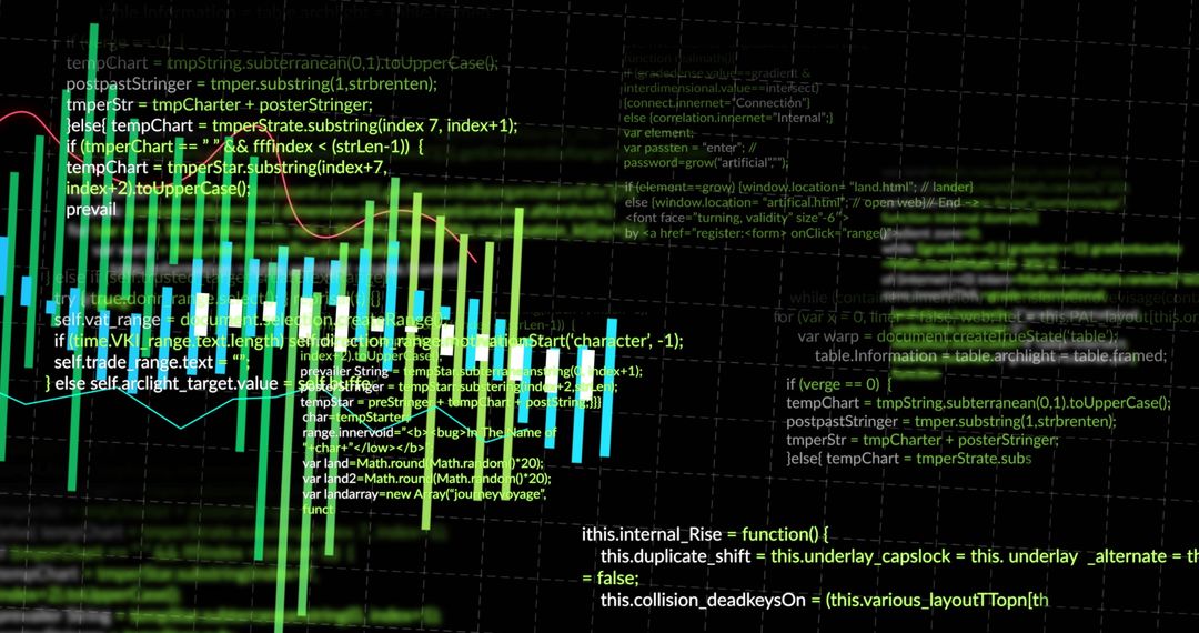 Financial Data Analysis with Code Interface on Black Background