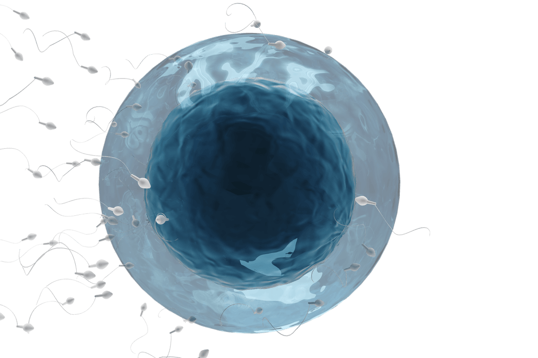 Transparent Illustration of Sperm Fertilizing Ovum