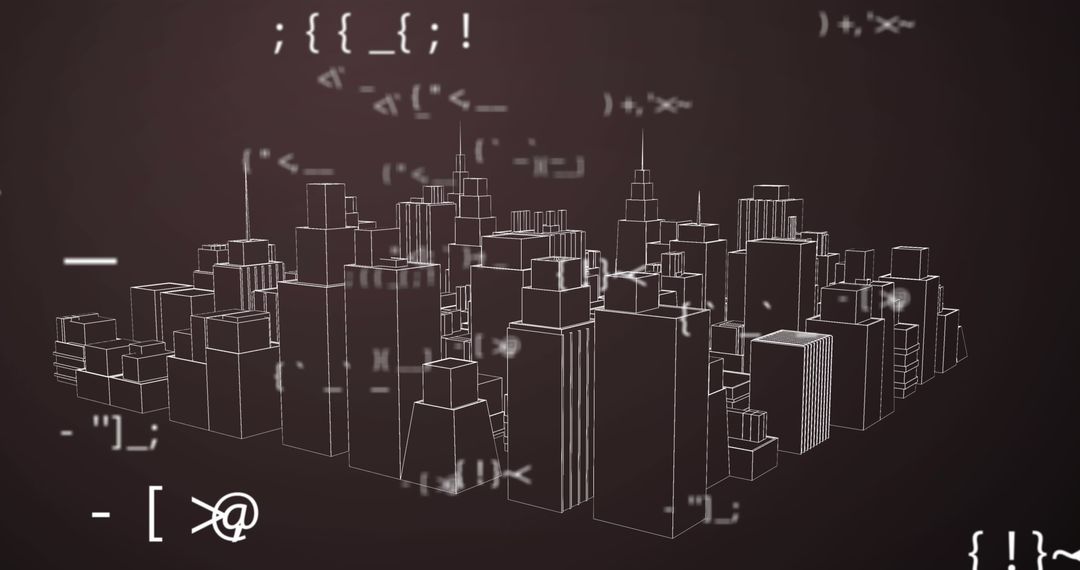 Futuristic Wireframe City Skyline with Glitch Effects - Free Images, Stock Photos and Pictures on Pikwizard.com