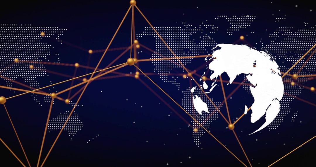Abstract Global Network with Digital Connectivity on Dot-Matrix World Map
