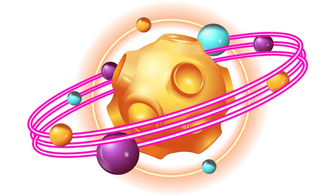 Futuristic Planetary Design with Rings on Transparent Background