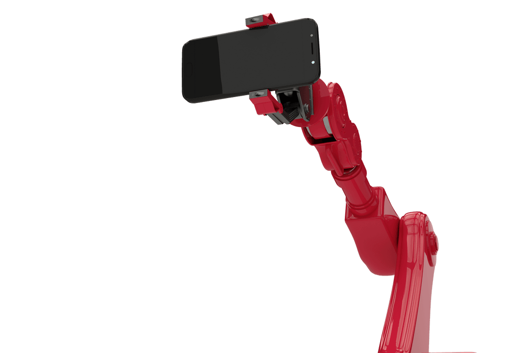 Robotic Arm with Smartphone Transparent Design Illustrating Modern Technology