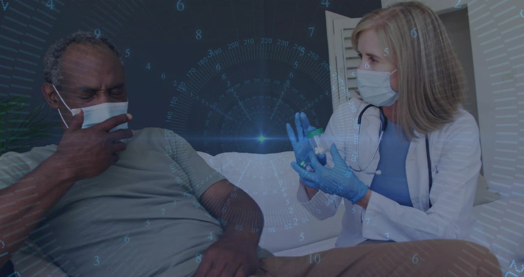 Nurse Preparing Injection for Coughing Patient in Clinical Setting