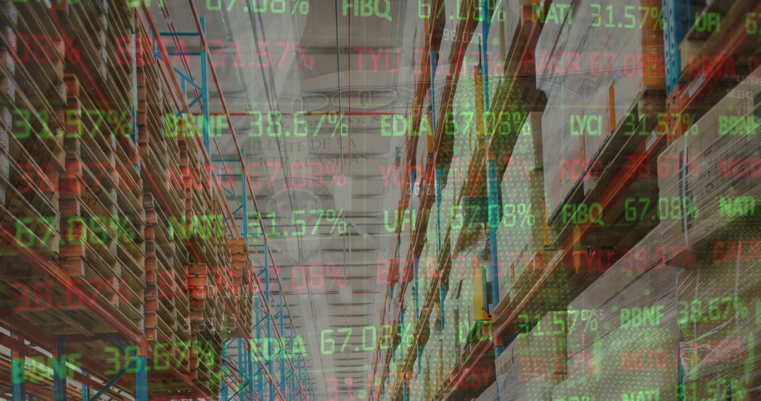 Digital Overlay of Financial Data in Empty Warehouse Setting