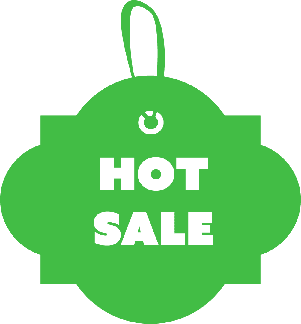 Green Hot Sale Label on Transparent Background for Shopping Promotions