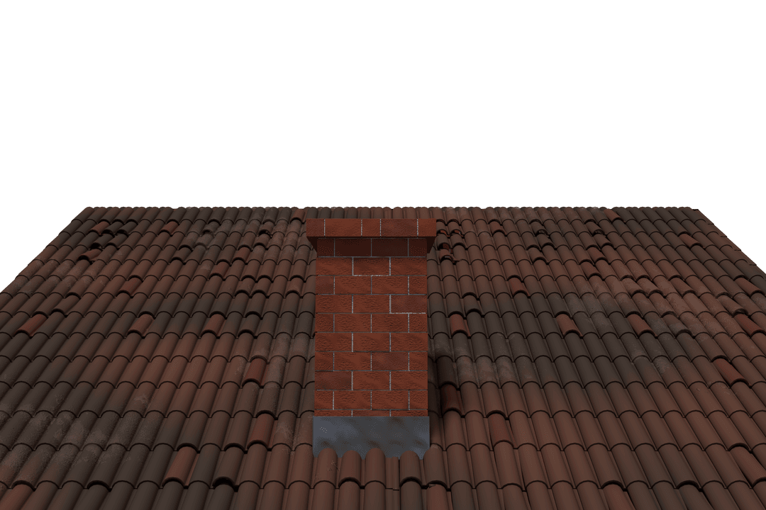 Chimney on Tiled Roof with Transparent Background, Vector Illustration