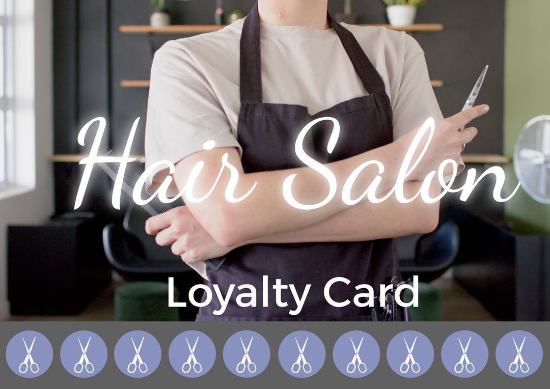 Hair Salon Loyalty Card with Hairdresser in Salon - Download Free Stock Templates Pikwizard.com