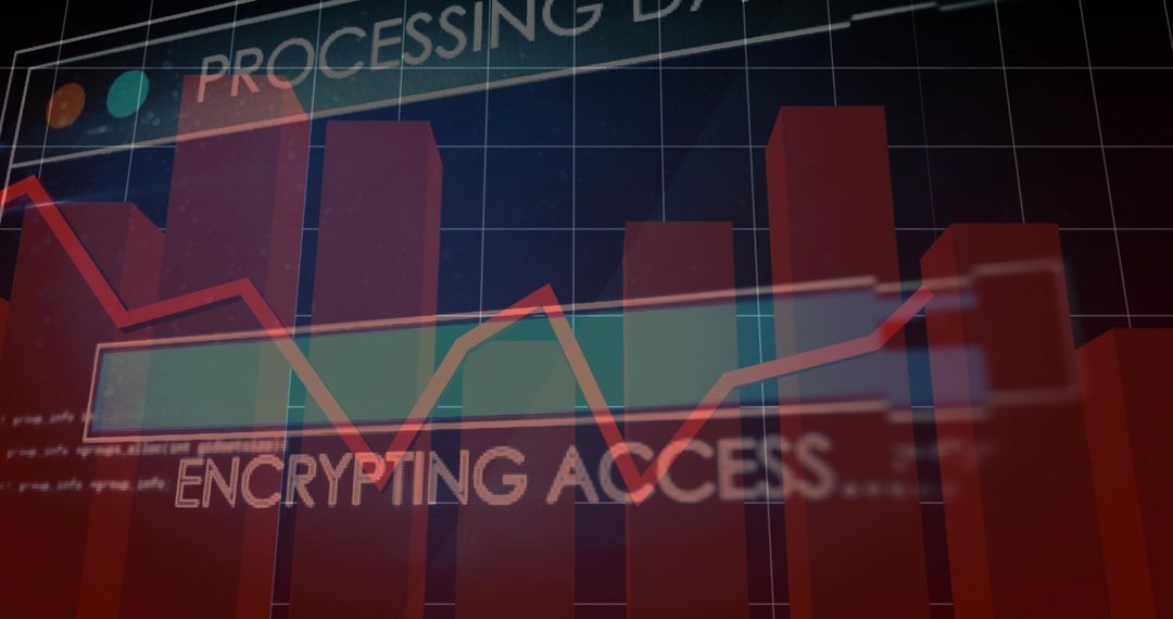Displaying Holographic 3D Red Bar Chart Tracing Red-Orange Line Graph on Analytics HUD