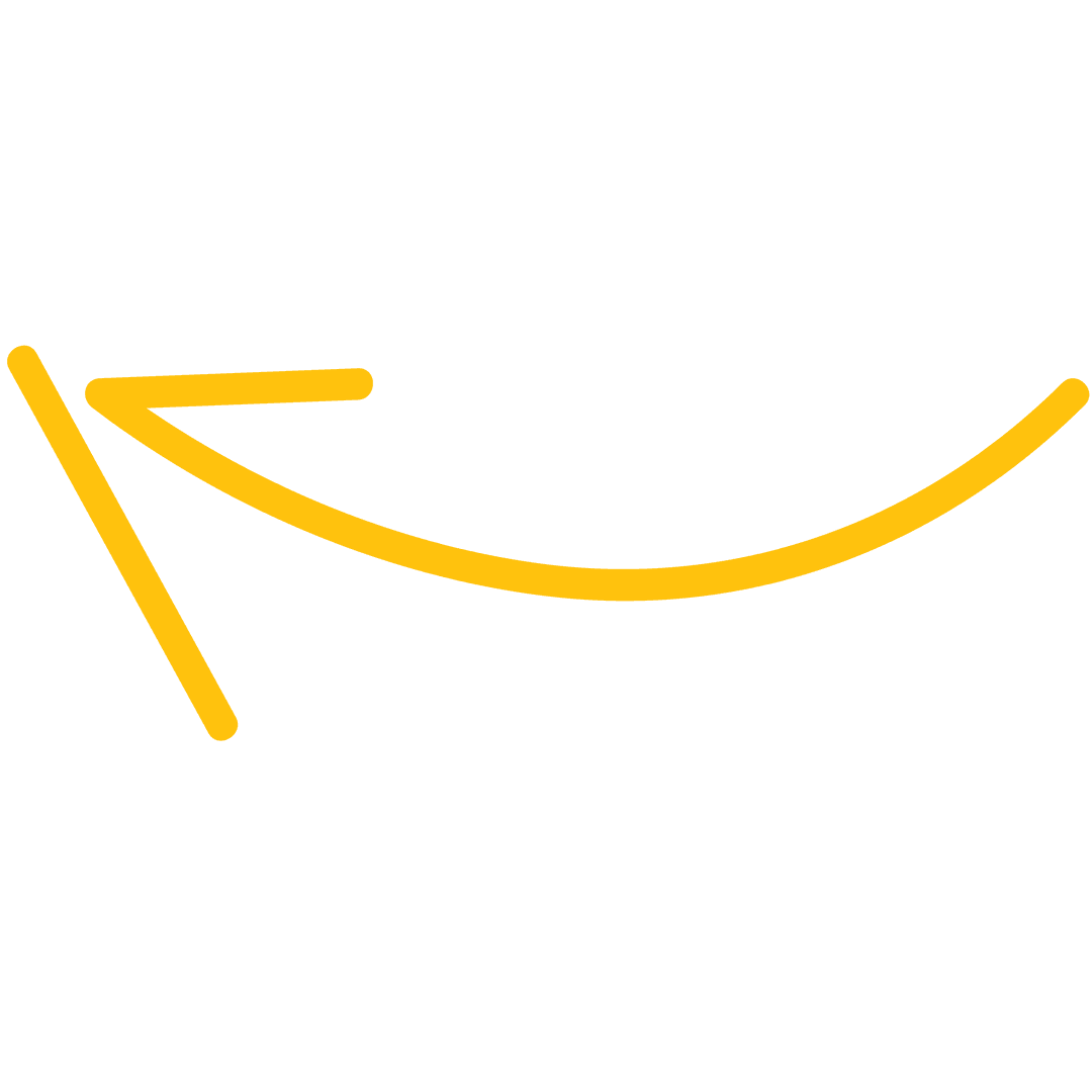 Yellow Curved Arrow on Transparent Background