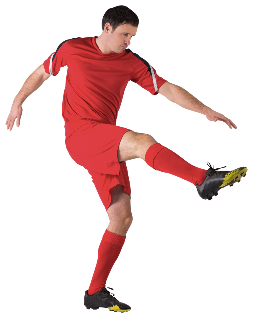 Transparent Football Player in Red Kicking Soccer Ball - Download Free Stock Images Pikwizard.com