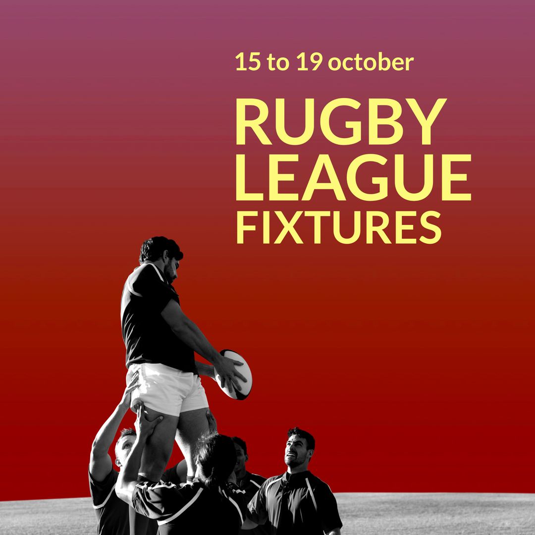Dynamic Rugby League Fixtures Graphic with Players