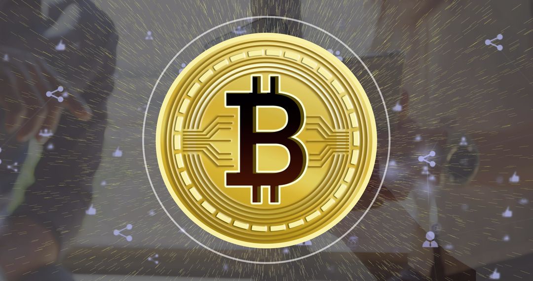 Cryptocurrency Bitcoin Circle with Digital Effects