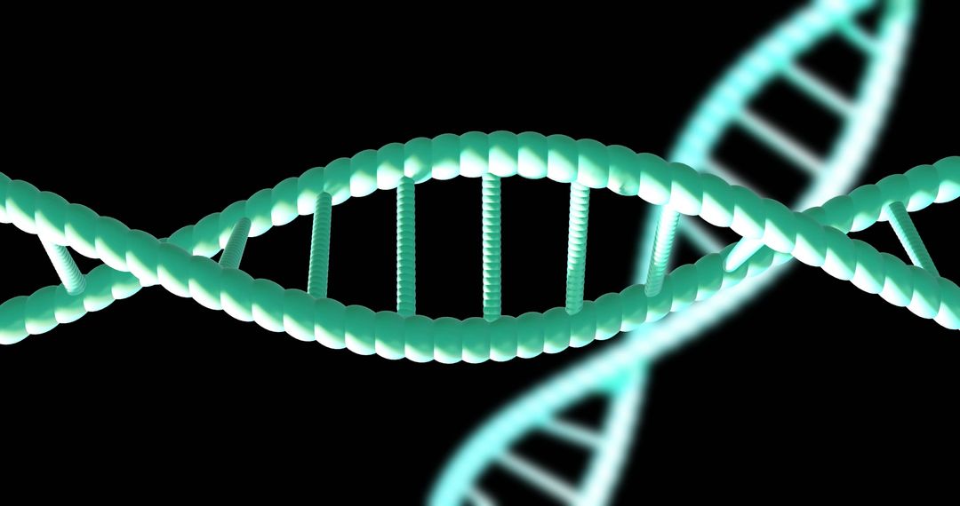 Spinning DNA Strands with Copy Space on Black Background