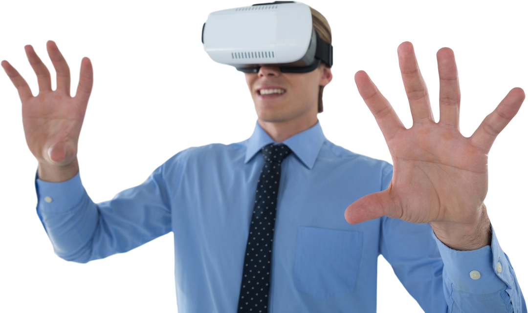 Transparent Businessman Engaging with Virtual Reality Headset - Download Free Stock Images Pikwizard.com