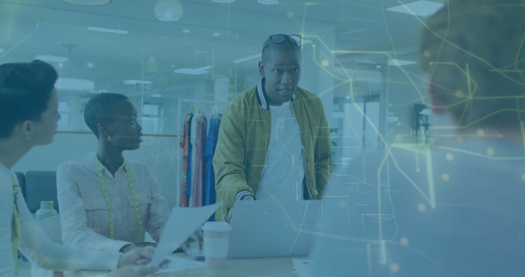 Team Presentation in Modern Open Workspace