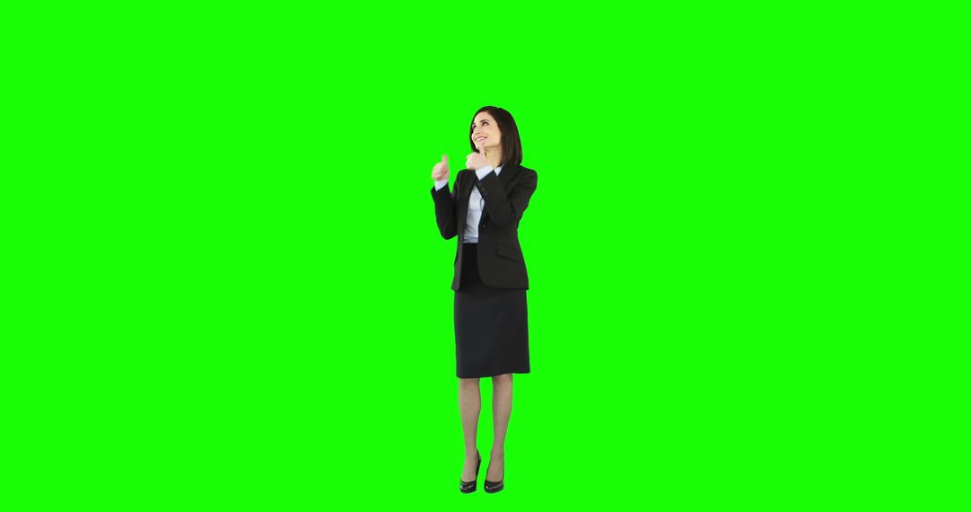 Businesswoman Looking Up and Clapping on Green Screen - Free Images, Stock Photos and Pictures on Pikwizard.com