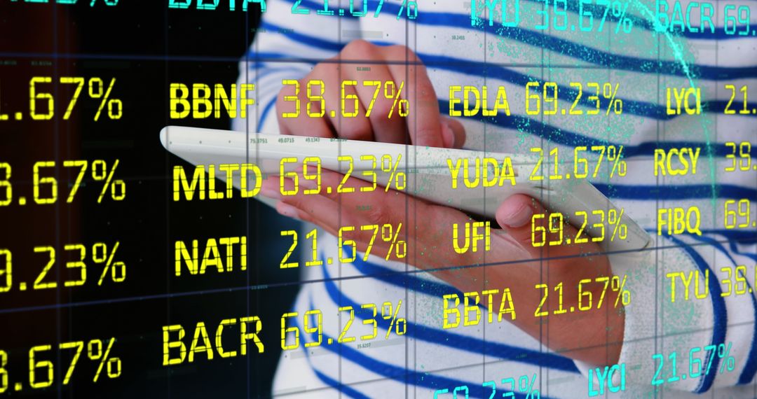 Digital Analytics Overlay on Tablet by Striped Shirt Professional