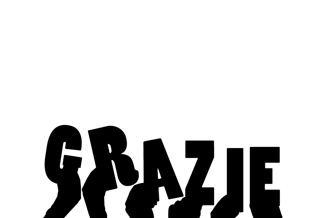 Grazie Text with Hands Symbol on Transparent Background