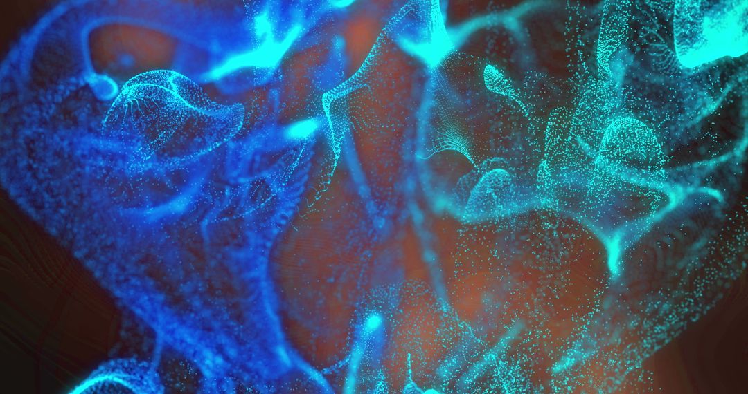 Abstract Flow of Glowing Blue Waves Against Black Background