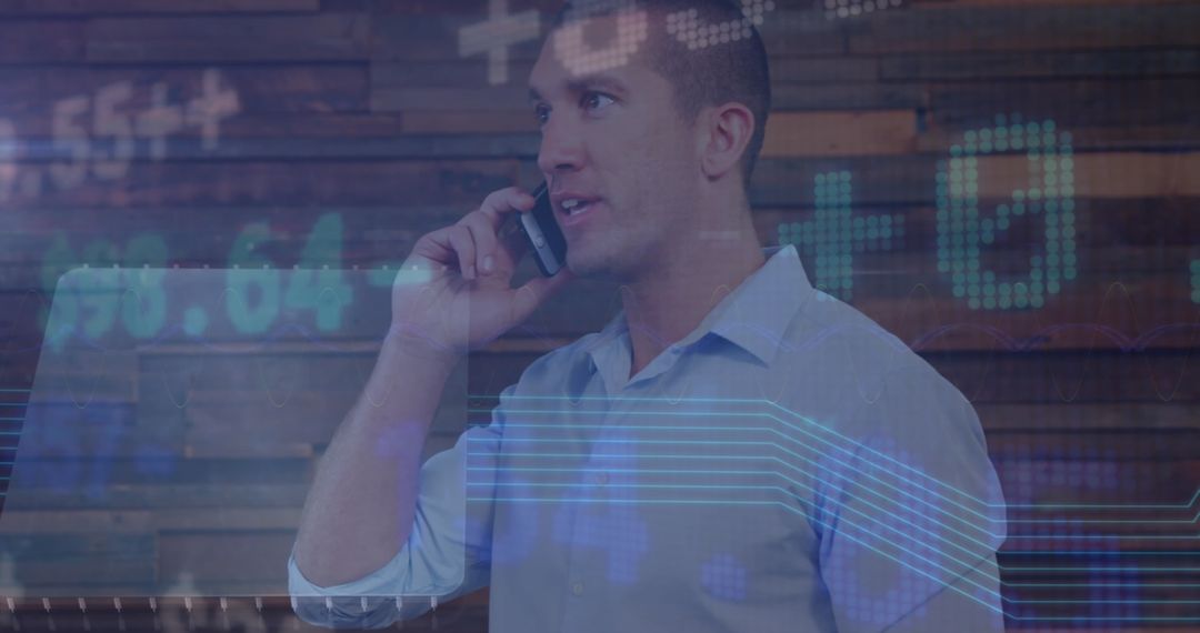 Businessman Communicating Efficiently with Financial Augmentation